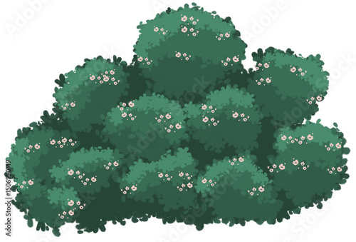 Cartoon hand drawn green bushes
