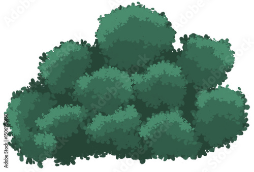 Cartoon hand drawn green bushes