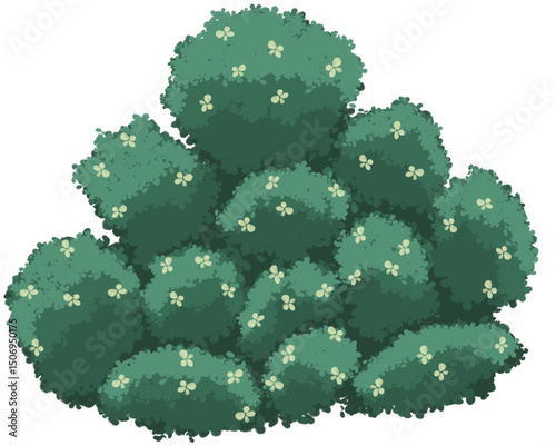 Cartoon hand drawn green bushes