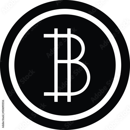 Bitcoin icon is displayed inside the double lined circle and has a transparent background