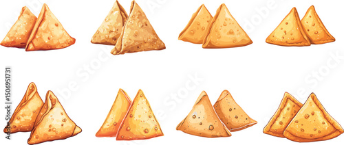 Samosas isolated on white background, a popular indian snack food