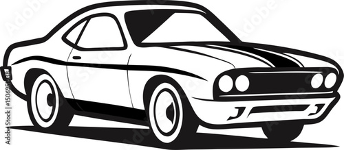 Vector illustration of a car. Beautiful muscle car. Modern muscle car