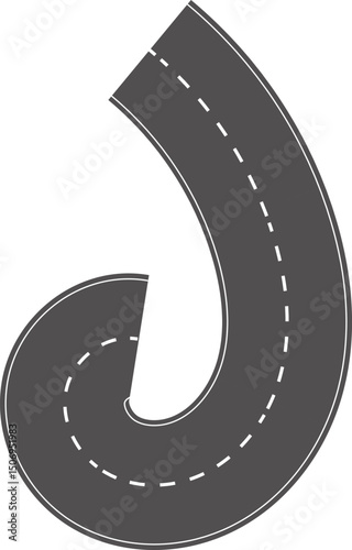 Wavy Curves road. Top view of race track. Winding road from top view vector illustration. Empty highway asphalt road, Ariel View Road, Empty highway black asphalt road with dividing lines.