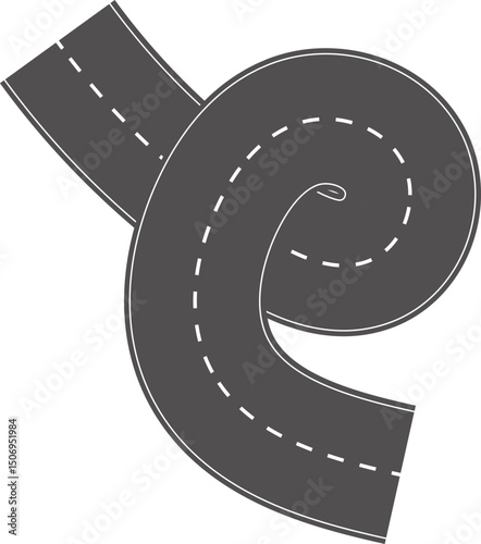 Wavy Curves road. Top view of race track. Winding road from top view vector illustration. Empty highway asphalt road, Ariel View Road, Empty highway black asphalt road with dividing lines.