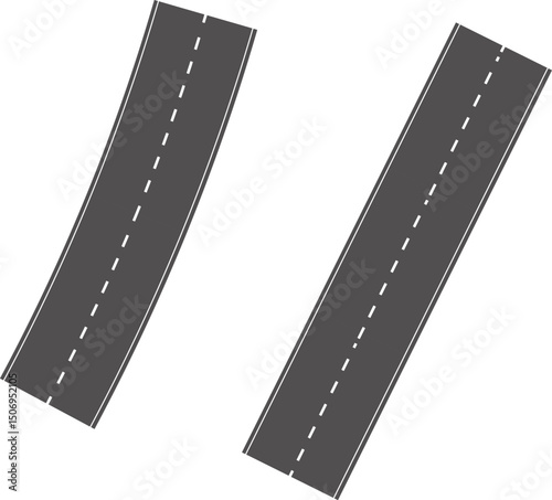 Wavy Curves road. Top view of race track. Winding road from top view vector illustration. Empty highway asphalt road, Ariel View Road, Empty highway black asphalt road with dividing lines.