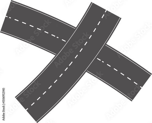 Wavy Curves road. Top view of race track. Winding road from top view vector illustration. Empty highway asphalt road, Ariel View Road, Empty highway black asphalt road with dividing lines.