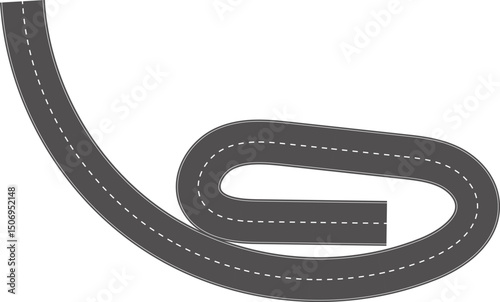 Wavy Curves road. Top view of race track. Winding road from top view vector illustration. Empty highway asphalt road, Ariel View Road, Empty highway black asphalt road with dividing lines.