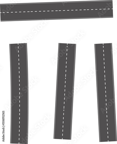 Wavy Curves road. Top view of race track. Winding road from top view vector illustration. Empty highway asphalt road, Ariel View Road, Empty highway black asphalt road with dividing lines.