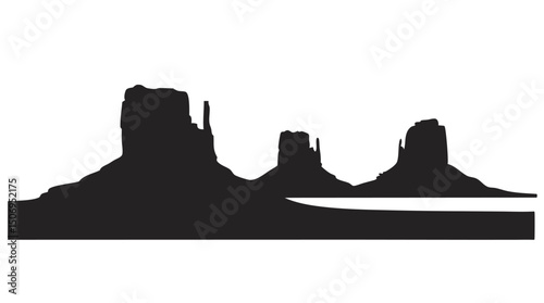 Monument Valley Silhouette – Desert Rock Formations Vector