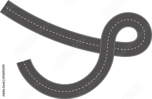 Wavy Curves road. Top view of race track. Winding road from top view vector illustration. Empty highway asphalt road, Ariel View Road, Empty highway black asphalt road with dividing lines.