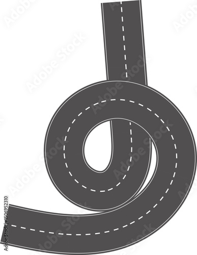 Wavy Curves road. Top view of race track. Winding road from top view vector illustration. Empty highway asphalt road, Ariel View Road, Empty highway black asphalt road with dividing lines.