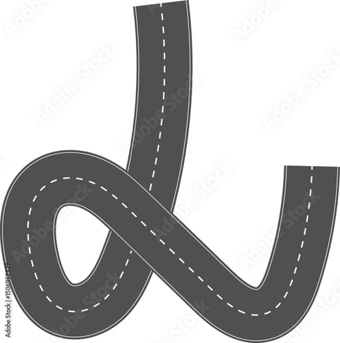 Wavy Curves road. Top view of race track. Winding road from top view vector illustration. Empty highway asphalt road, Ariel View Road, Empty highway black asphalt road with dividing lines.