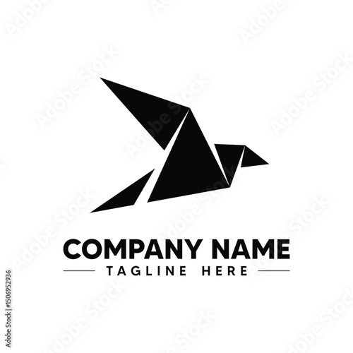 paper bird craft flying in frame art isolated on background