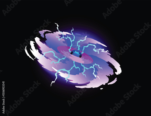 Speed effect cartoon vfx. Comic line blaster shot. Energy fire flame light. Neon color, asteroid flying rock. Flash lightning motion. Fantasy vector element
