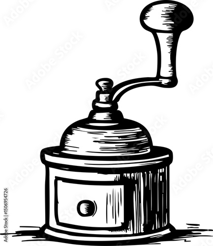 Grinding coffee beans kitchen cozy atmosphere close-up view artistry and craftsmanship