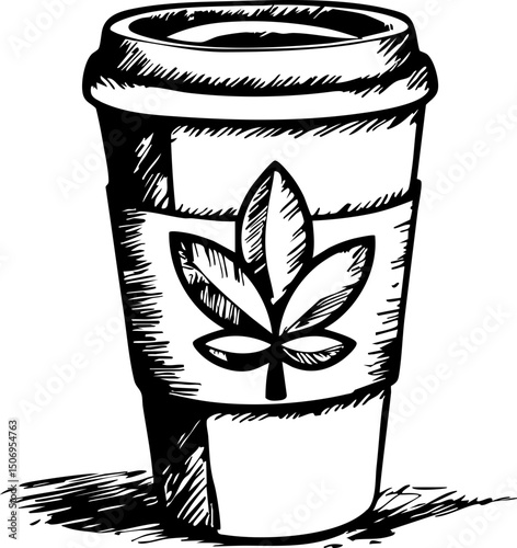 Creative cannabis cup design coffee shop urban setting close-up view unique for modern beverage culture