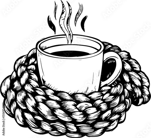 Cozy coffee moment home kitchen warm atmosphere close-up view comfort and relaxation