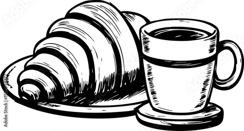 Savor morning delights coffee and croissant experience cozy indoor  inviting ambiance perfect for relaxation and connection