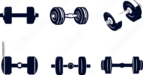 Dumbbell set isolated on white background for fitness and exercise