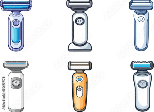 Collection of razors isolated on white background