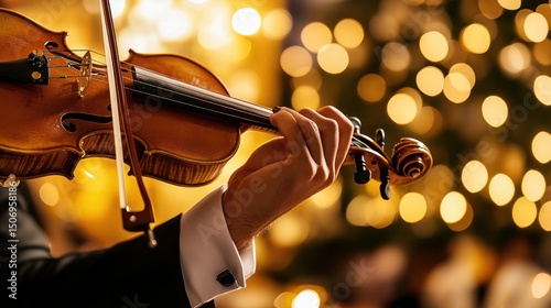 Musician plays violin at Christmas concert