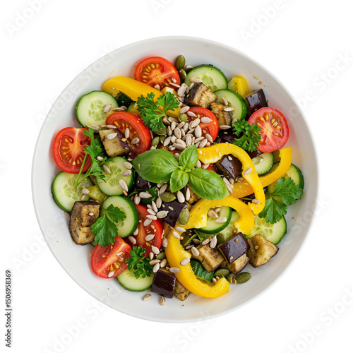 Fresh Vegetable Salad with Tomatoes and Basil