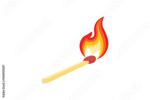 Fire on a match. Burning Fire. Warm. Ignition of a match