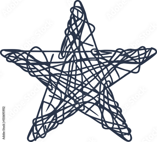 Abstract tangled star shape design geometric dark line pattern, creativity, art, complexity