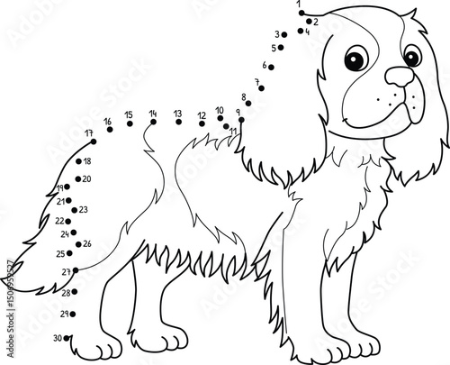 Dot to Dot cavalier King Charles Spaniel Isolated 