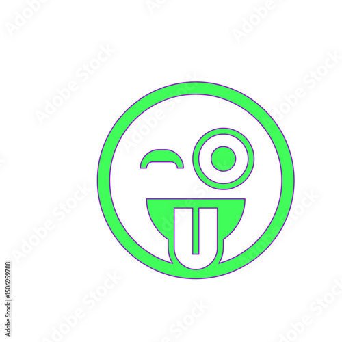 A Playful and Mischievous Neon Green Emoji with a Winking Eye and Tongue Sticking Out, Expressing Lighthearted Fun and Silliness.
