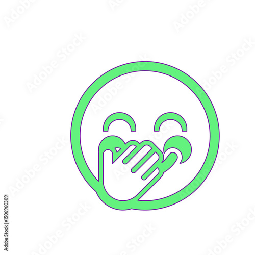 A Delightful Lime Green Emoji Representing a Person Stifling Laughter with Their Hands Over Their Mouth.