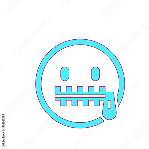 A Quirky Neon-Colored Emoji with a Zippered Mouth, Representing Secrecy and Discretion