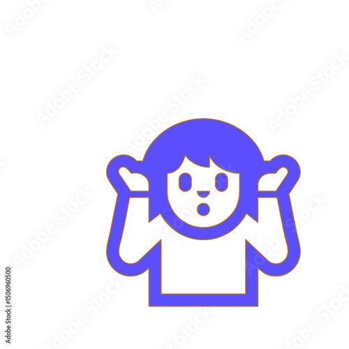A Surprised Girl Emoji Illustration: A Simple, Flat Design Showing Confusion and Uncertainty