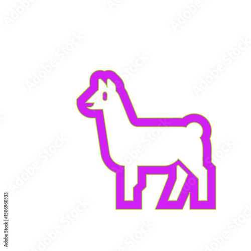 A Vibrant Purple Outline Illustration of a Friendly Llama, a South American Camelid