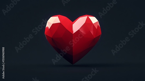 A striking red heart icon with simple clear lines minimalistic style captured in realistic HD.