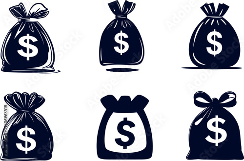 Money bags with dollar sign isolated on white background