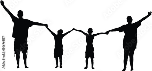 A set of silhouettes of people.