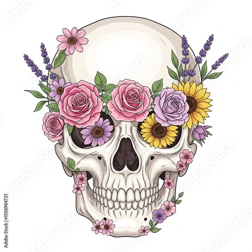 skull with flowers