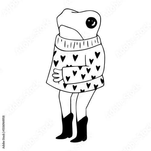 cartoon frog dressed in trendy outfit