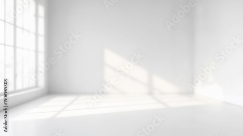 Wallpaper Mural Minimal White Room with Sunlight and Window Shadows on Floor and Wall Torontodigital.ca