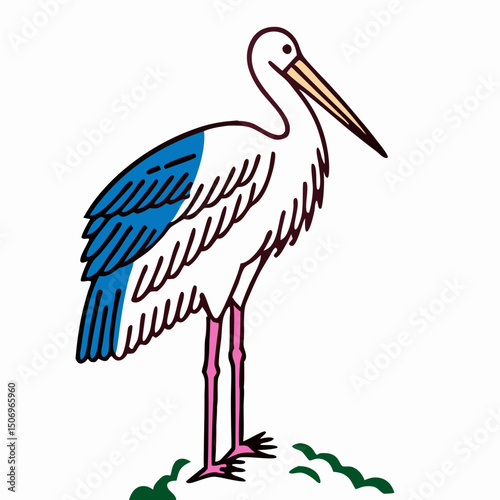 Illustration of a Painted Stork Bird