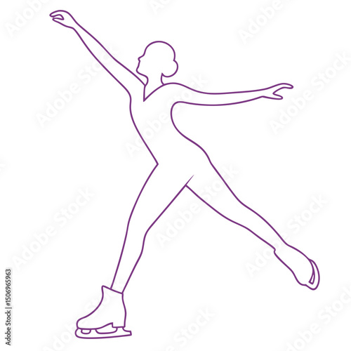 Figure skating woman line art elegant sport silhouette illustration.