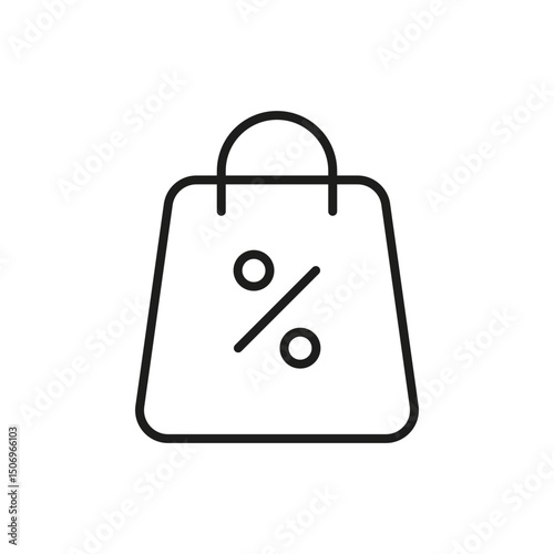 Shopping Bag With Percentage Symbol Line Icon. Discount, Sale, And Promotion Outline Symbol. Retail Marketing And E-Commerce Strategy. Editable Stroke. Isolated Vector Illustration