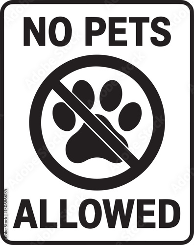 No pets allowed sign paw print prohibition symbol