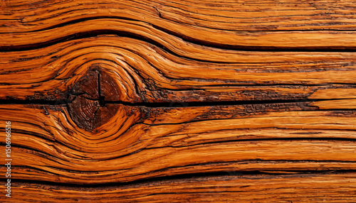 wooden planks of rich orange-brown color with expressive knots and deep texture lines