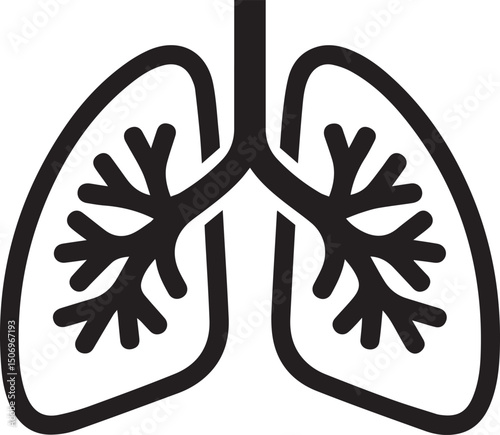 Black and white lungs icon medical respiratory system