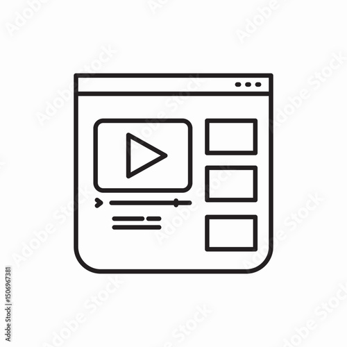 Video playlist media player icon vector sign