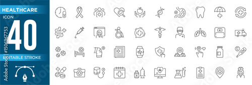 Healthcare Management Line Editable Icons set. Vector illustration in modern thin line style of medicine related icons: certification, control, medical