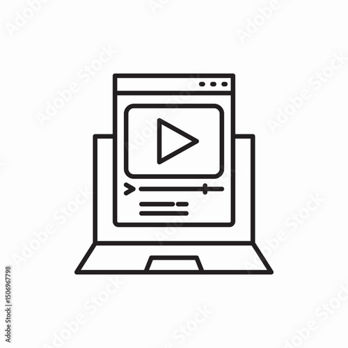 Video player media screen icon vector sign