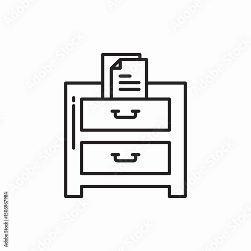 File cabinet drawer storage icon vector sign